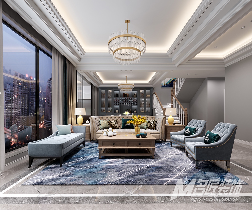 别墅装修设计美式轻奢风格-客厅 别墅装修设计美式轻奢风格-客厅