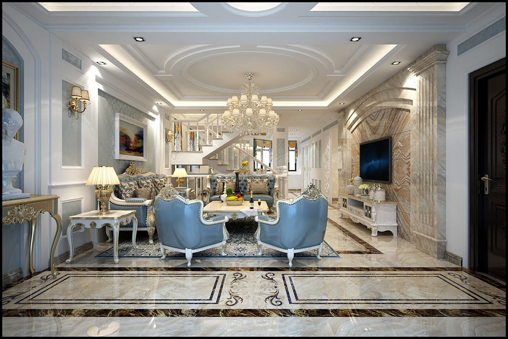 装修公司欧式古典风格复式装修效果图-客厅 装修公司欧式古典风格复式装修效果图-客厅