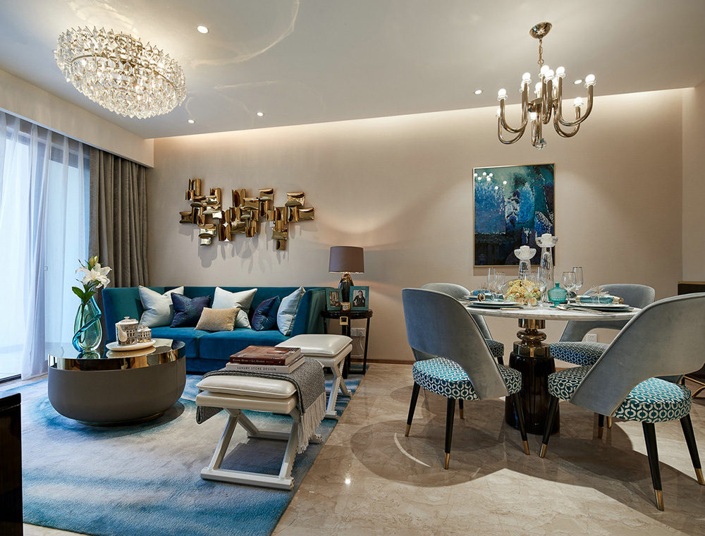 荣和悦澜山三居121平米轻奢风格室内装修案例-客餐厅 荣和悦澜山三居121平米轻奢风格室内装修案例-客餐厅
