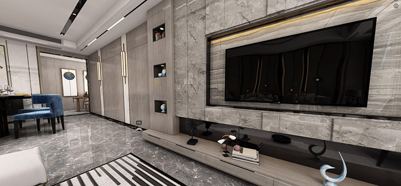 简欧轻奢风格室内装修效果图-万福新城四居166平米-客厅 简欧轻奢风格室内装修效果图-万福新城四居166平米-客厅