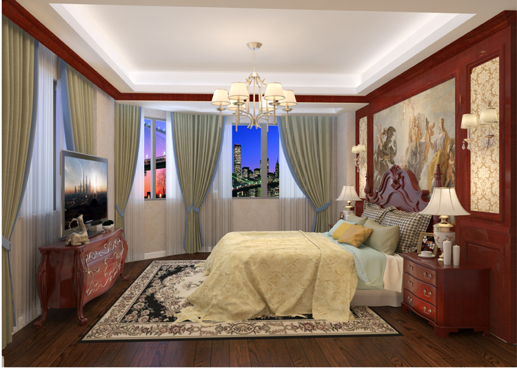 简约欧式风格别墅装修设计效果图-雅宝名门世家别墅360平米-别墅卧室装修设计 简约欧式风格别墅装修设计效果图-雅宝名门世家别墅360平米-别墅卧室装修设计