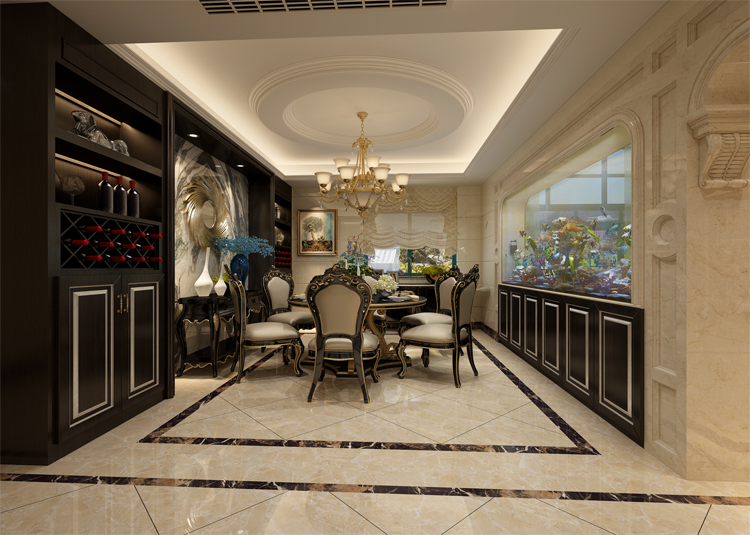 简约欧式风格别墅装修设计效果图-雅宝名门世家别墅360平米-别墅餐厅装修设计 简约欧式风格别墅装修设计效果图-雅宝名门世家别墅360平米-别墅餐厅装修设计